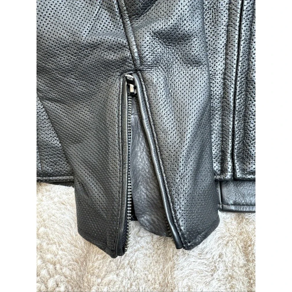 First Mfg Men's Motorcycle Perforated Leather Jacket Long Sleeve Size 3X